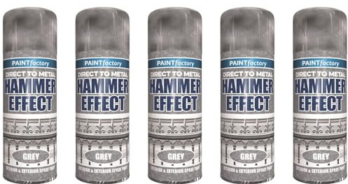 HitlineUK 5 x Direct to Metal Grey Metal Spray Paint - 400ml - For Metal, Wood, Furniture, Rust - 3 in 1 Primer, Undercoat & Topcoat - Outdoor & Indoor Surfaces