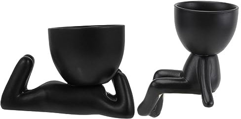 BESPORTBLE 2stücke Keramischer Blumentopf Menschlicher Form Lustiger Pflanzer Für Sukkulenten Und Kakteen Für Zuhause Büro Und Dekoration