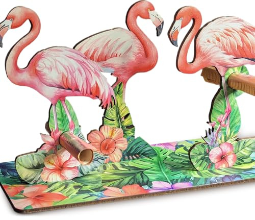 Flamingo - Flamingo 3D-Holzkarte | Geldgeschenke, Flamingo Geschenk, Flamingo Geburtstagskarte, Flamingo Karte Geburtstag, Pink, Rosa, Paar Geschenk, Geschenk für Pärchen, Ewige Partner
