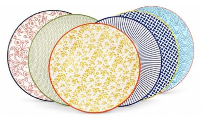Lot de 6 Assiettes à Dessert, Petits Assiettes, Assiettes Plates, Assiettes avec Imprimé Coloré, Collection Colorée, 100% Porcelaine, Vaisselle Elégante