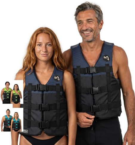 Mesle Gilet de Flottaison Adulte H210 Tailles 2XS - 4XL, Gilet de Natation 50N pour Femmes & Hommes, Gilet Natation pour Sup, Kayak, Wakeboard