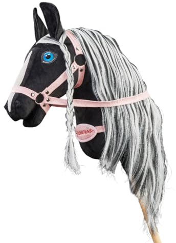 PONNIE Reitpferd mit Rollen Camel XL (9-99 Jahre), Spielpferd zum Reiten mit Rot Sattel, Kämmbare Mähne und Schwanz, Plüschpferd zum Reiten für Kinder PRO