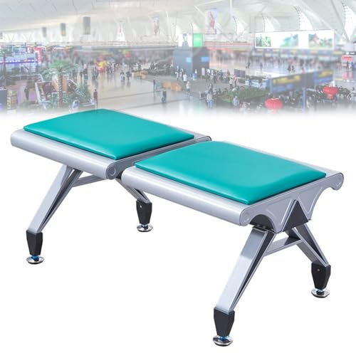 KJZQXYX 2-sitzige Empfangsstühle, armloser Wartestuhl aus Edelstahl, Tragfähigkeit 500 kg, Lobby-Bank für Besucher und Gäste (with Cushion)