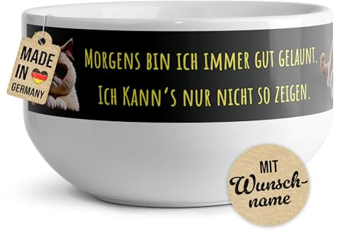 Print Royal PR Müslischale mit Name selbst gestalten - Morgens gute Laune - Geschenke zum Geburtstag, Weihnachten, Danke sagen | Personalisierte Geschenke, Keramik, 500 ml