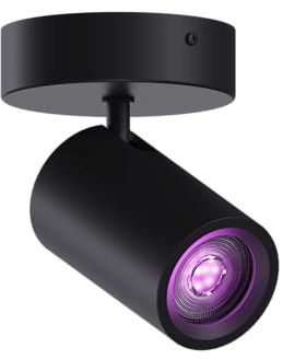 CALEX Faretto da soffitto LED Smart, 1 luce tonda, orientabile, colori RGB & luce da fredda a calda, Dimmerabile, controllo app Wi-Fi & vocale, Nero | Faretti orientabili individualmente, con controllo vocale tramite Alexa, Google Home o Siri, senza hub