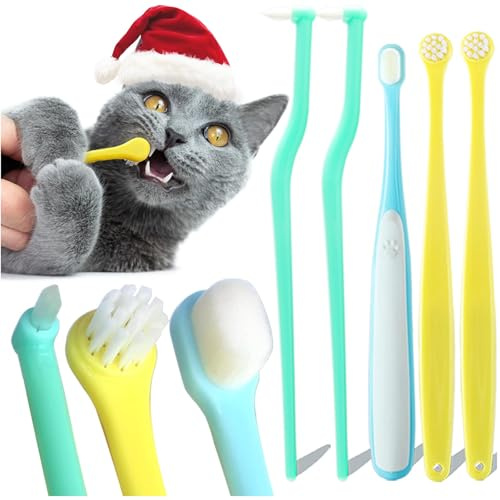 Yamobi Hundezahnbürste Set Für Kleine Hunde Und Katzen, 5-teiliges Zahnpflege Kit Mit Mikro- Und Rechteckigem Kopf, Ideal Für Empfindliche Zähne Und Effektive Reinigung