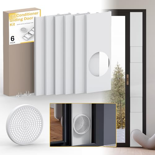 Powrocket Portable Air Conditioner Sliding Door Kit,6 Pack Portable AC Door Vent Kit,Adjustable Max Length 90 Inches Door Vent Kit,Sliding Window Seal Kit,Fits 5.9 Air Conditioner Exhaust Hose