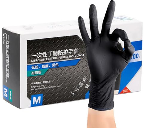 Nitrile Gloves, Throwaway Gloves, Food Safe, Latex- Gloves, Black Gloves, Household Gloves, Cleaning GloveFood Safe Nitrile Gloves, Latex Black 100X Nitrile Gloves For Cooking, Household, Cleaning