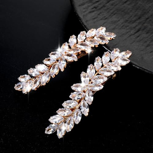 2 fermagli per capelli da donna con strass, color oro scintillante, accessori per capelli da sposa, accessori per capelli da sposa, per donne o ragazze