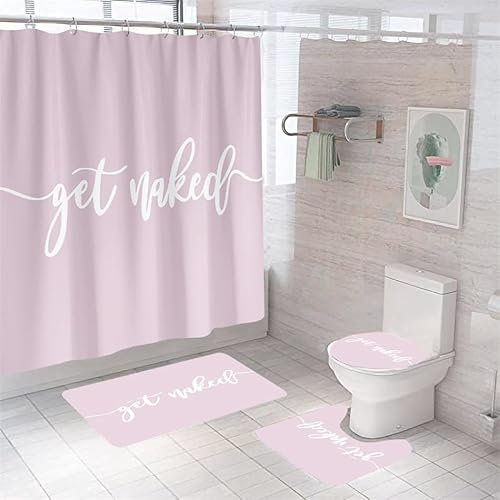 Badezimmerteppich Rosa Badteppich rutschfest Waschbar Badgarnitur 4 Teilig – Badematte Set Mit Wc-Vorleger Und Badematte,Teppich Badezimmer Für Sicherheit Und Komfort Im Bad 45X75Cm