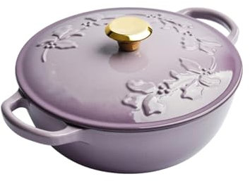 YAOHY Cocotte Fonte Émaillée De La Cuisinière À Induction, Cocotte En Fonte Avec Couvercle Pour La Cuisson Du Pain Au Levain Marmite En Fonte(Purple,2.8L)