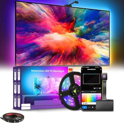 Glowsync HD – Smart LED TV Backlight Strip with Real-Time Screen Sync,LED Strip Lights Sync Color Changing to Game & Music,TV Light Strip with App and Remote Control USB Powered (for 55-65 inch TVs)