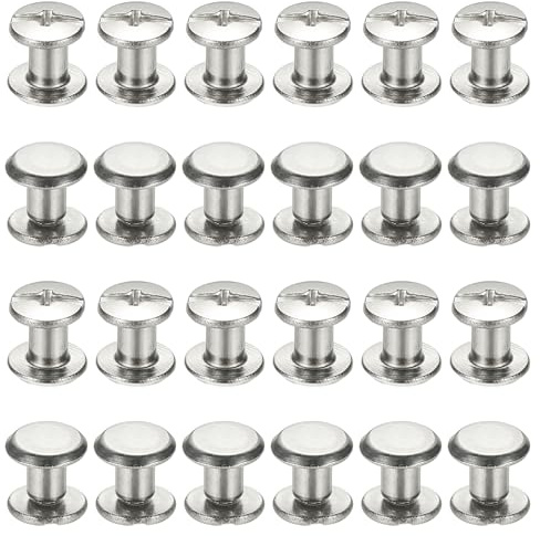 PATIKIL 24 Sets Chicago Screws, 3x4mm(DxH) Chicago Screws Phillips Binding Post Screw Bolts Leather Rivets Fasteners Connectors for Leather Belt Scrapbook Photo Albums, Silver