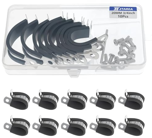 JTAREA 20MM Kabelklemme Gummi P Clips Schlauchschellen 3/4 Zoll Edelstahl Rohrschellen Kabelschellen Metallschelle P-Clips mit Schrauben