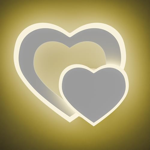 Voltix Applique da Parete Interno a LED a Forma di Cuore 12W 960LM – Lampada da Parete Moderna in Acrilico – Lampade da Muro Eleganti e Decorative – Applique Camera da Letto (Bianco Naturale - 4000K)