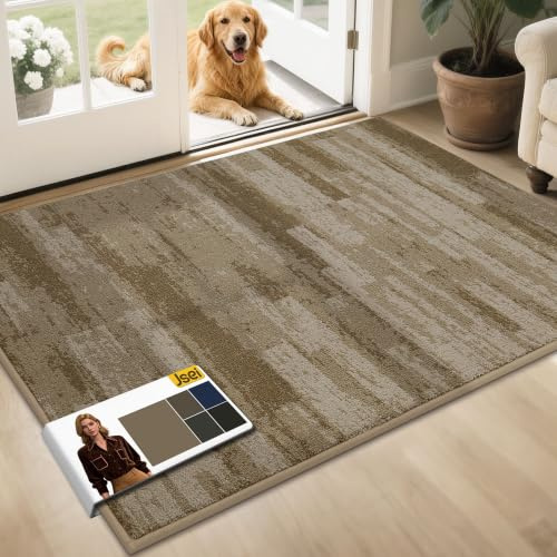 JSEI Fußmatte Innen, rutschfeste waschbare Schmutzfangmatte, 80x120cm Beige | Rutschfeste Fußmatte, Waschbare Schmutzfangmatte, TPR-Rücken, Für Eingang und Flur