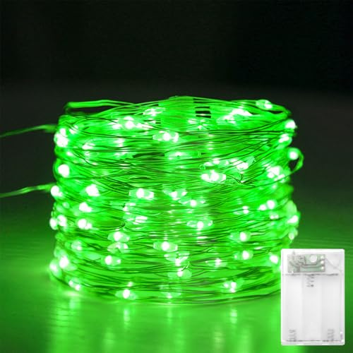 Kaleora LED Kupferdraht Lichterkette, 5M 50 LED Draht Lichterkette Batteriebetrieben, Grün Innen Lichterketten für Weihnachtsdeko, Halloween, Hochzeit, Schlafzimmer, Party Dekoration