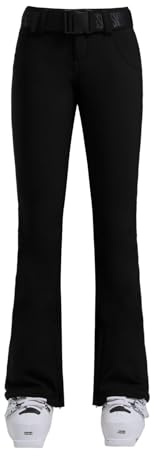GSOU SNOW Ski Pants Women Slim Snow Pants Waterproof Windproof Warm Womens Snowboard Pants for Winter Sports Black