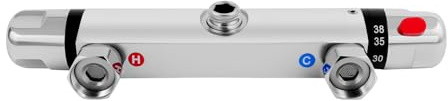 Duscharmatur mit Thermostat Thermostatventil Ventil G1/2 Auslass Duschthermostat Präzise Einstellung Thermostatisches Mischventil Nach Unten Wasserauslasses Häuslichen Badezimmern Wannenarmatur