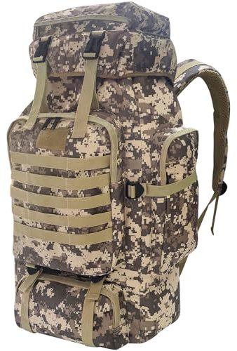 Lizbin 80 l camping vandringsryggsäck, militär taktisk ryggsäck Molle-ryggsäck, extra stor vandringsryggsäck, vattenavvisande vandringsryggsäck, Outdoor-sportryggsäck (kamouflage)