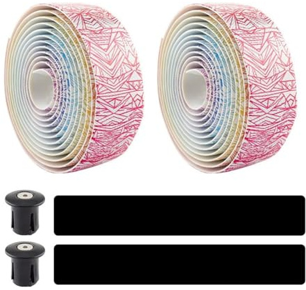 Tidevib Rennrad-Lenkerband für Dropbars, bunt, rutschfest, stoßfest, PU + EVA-Griffe, 213,5 cm, für Rennräder und gebogene Lenker