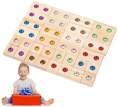 Generisch Regenbogen-Stapelblock, Holzbaustein-Set für Kinder - Stapelwürfel-Set aus Holz für Kinder | Regenbogen-Stapelturm-Spiel, Acrylblock-Konstruktion für Kleinkinder ab 3 Jahren