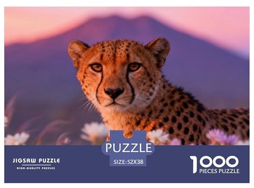 Puzzle Guépard 1000 Pièces pour Adultes Et Enfants, Plaisir Partagé en Famille, Jeu ÉduChatif, Puzzle Bouquet Fleurs Sauvages, Home Decor, Cadeau Anniversaire 52x38cm/1000pcs