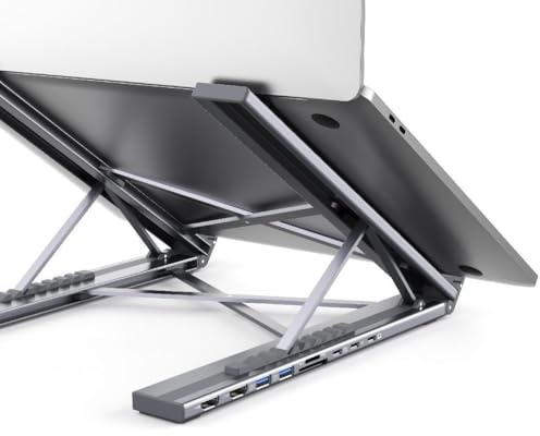M91 Soporte Ordenador Portátil 9 en 1 Docking Station USB C Laptop Stand Estación de Acoplamiento 2 HDMI 4K@60Hz PD100W Dock USBC Hub Soporte Portatil Adaptador Tipo C Compatible con MacBook Pro/Air