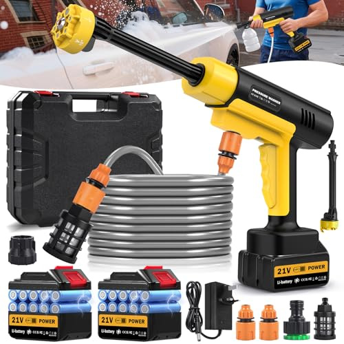 Cordless Pressure Washer, 1885PSI Handheld Portable power Washer, Battery Power Pressure Washer with Brushless Motor, 3.0Ah Dual Batteries &Charger, 6 in 1 Nozzle, 3 Speed Modes, for Car Yard Cleaning