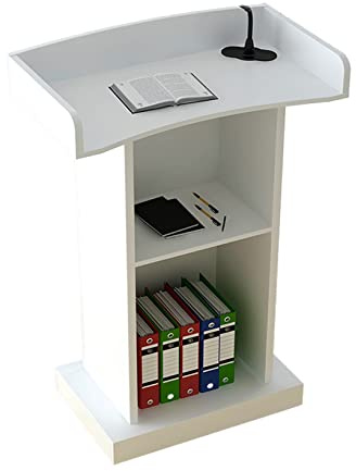Generico Supporto per podio in Legno con ripiano portaoggetti - Leggio da Pavimento per relatori, Perfetto per conferenze, chiese, Auditorium ed Eventi - Arredamento Professionale per presentazioni