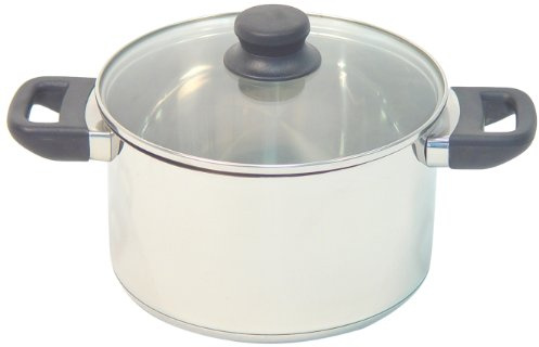 axentia Kochtopf Elsass in Silber, Fleischtopf aus rostfreiem Edelstahl, Edelstahl-Kochtopf mit hochwertigen schwarzen Kunststoffgriffen, Küchentopf für alle Herdarten, Durchmesser: ca. 20 cm