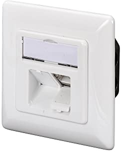 DIGITUS LSA Anschlussdose Cat-5e – 2 Port RJ45 – Unterputz oder Aufputz Netzwerk-Dose – Zuführung Horizontal – Designfähig – 1 Gbps – Geschirmt – PoE-kompatibel – Weiß RAL9003
