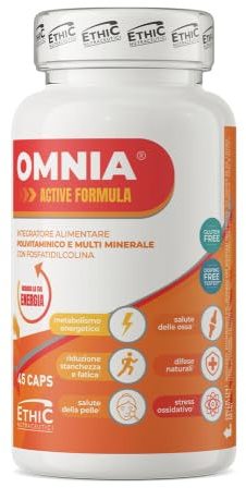 OMNIA Active Formula EthicSport – Multivitaminico e multiminerale completo con fosfatidilcolina – con vitamine al 100% NRV, un’integrazione quotidiana di minerali e vitamine – 45 capsule vegetali