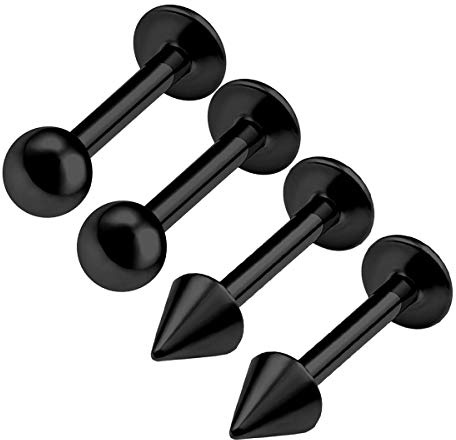 KJM FASHION 4 Stk Eloxiert Monroe Labret 1,2mm 16 Gauge Monroe Ohrringe