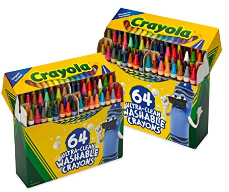 Crayola Washable Crayons for Kids - 64ct (2 Boxes), Classroom School Supplies, Bulk Crayons for Toddlers, Spring Arts & Crafts [Amazon Exclusive]