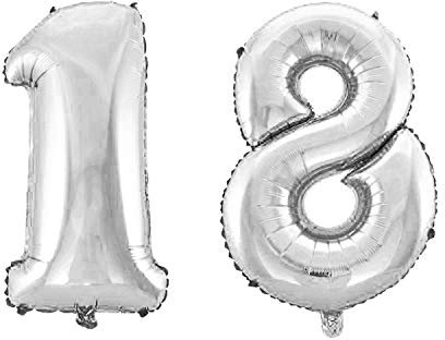 WeAreAwesome Folien-Ballon Luft-Ballon Zahl 18 Silber 60CM XL Aufpusten Geburtstag Jubiläum Jahrestag Feier