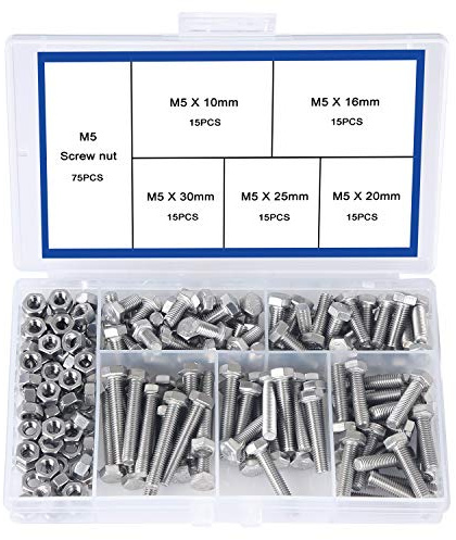 newlng M5 304 Stainless Steel Bolts and Nuts Kit, Hex Flat Head Cap Bolts Screws Nuts Hexagon Socket Head Screw,Heavy Duty Hex Bolts Nuts Assortment, Head Mechanical Parts Combination Box