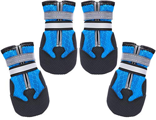 Dimicoo Breathable Dog Boots for Medium Large Dogs,Non-Slip Dog Shoes for Summer Hot Pavement,Lightweight Paw Protector Dog Booties for Outdoor & Indoor Hardwood Floors