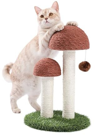 PAWZ Road Mushroom Scratching Post for cats, Sisal Cat Scratching post with ball 48cm/18.9