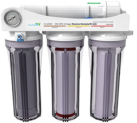 AQUATICLIFE 4-Stage Reverse Osmosis Water Filtration Deionization System, (4-Stage RODI Classic)