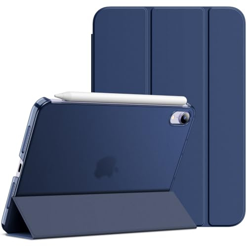 JETech Hülle für iPad mini A17 Pro/6. Gen, Navy Blau | Für 8,3 2024/2021 Modell, Schlanke Transluzent Rückseite, Dreifach-Ständer, Auto Schlafen/Wachen, Leichter Stoßschutz