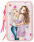 Depesche 11741 TOPModel Happy Together - Gefüllte 3-Fach Federtasche mit Model-Motiv und Smiley-Muster, Federmäppchen mit Buntstiften, Schere, Lineal uvm.