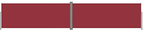 Makastle Balkon Seitenmarkise Ausziehbar Sichtschutz Windschutz Automatisch Einfahrend Seitenwandmarkise Markisenstoff mit Bodenmontage, für Balkon & Terrasse, Rot 200x1000 cm