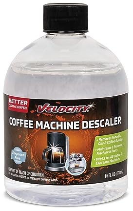 Velocity Coffee Machine Cleaner and Descaler – 4 Uses Per Bottle. Deep Cleans Coffee Makers & Espresso Machines, Coffee Maker Cleaner compatible with Keurig, Breville, Nespresso, Mr. Coffee & More.