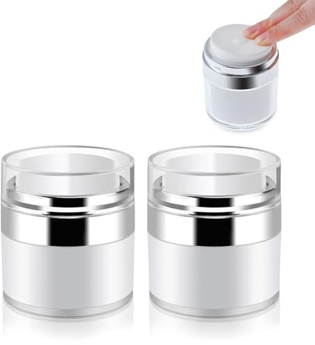 Lot de 2 récipients de pompe à air libre, réutilisables, bouteilles de pompe pour crème, pot de voyage, rechargeable conteneurs cosmétiques