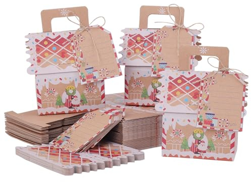 TsunNee Weihnachten Party Geschenkboxen, Kraftpapier Süßigkeitskästen Mitbringsel Taschen, Papier Treat Boxen für Partydekorationen Adventskalender DIY (Kraft-Weihnachtsmann, 8 x 6 x 12,5 cm)