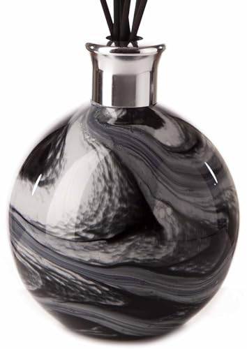 Amelia Art Glass Reed Diffuser Large Sphere in Black, Grey & White (Night Sky)