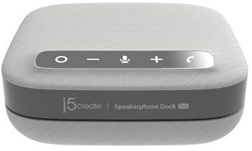 j5create USB-C Dual 4K Speakerphone Dock Pro, Dual 4K HDMI Audio Dock for Video Conference, USB-A x 2, USB-C, Gigabit ethernet, Pass-Through Charging - Works with Teams, Zoom (JCDS337)