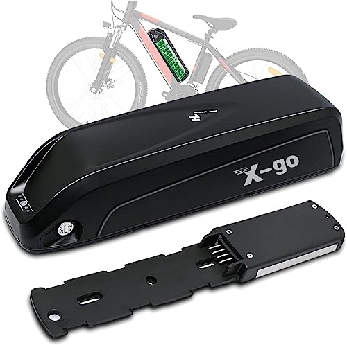 X-go Ebike Batterie, Hailong Elektrische Lithium-Ionen Fahrrad Batterie mit Ladegerät, 4 Pin Grundplatte für 750W 500W 350W 250W Bafang oder andere Motoren (36V 13Ah 4in)