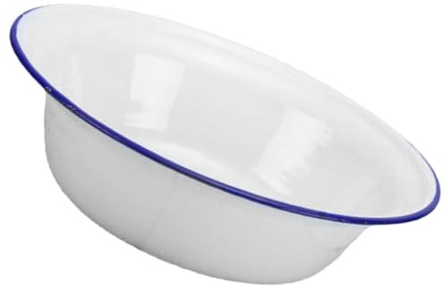 ABOOFAN Enamel Bowl 6.30 Inch Round Unbreakable Enamelware Mixing Serving Bowl for Vegetables Soup Salad with Rolled Edge Kitchen Tableware